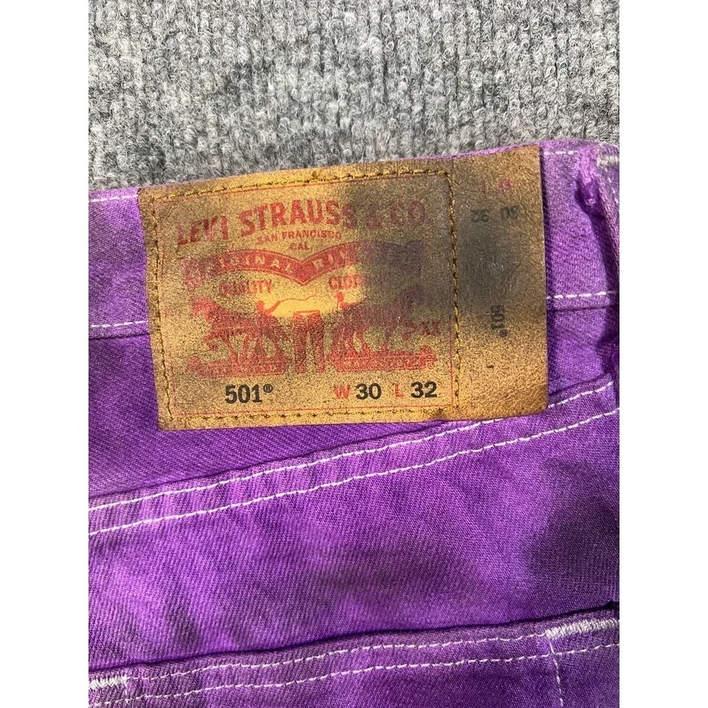 Levi's Men's 501 W30 L32 Purple Overdyed Jeans Y2K Grunge Streetwear Depop Skate - Picture 14 of 15